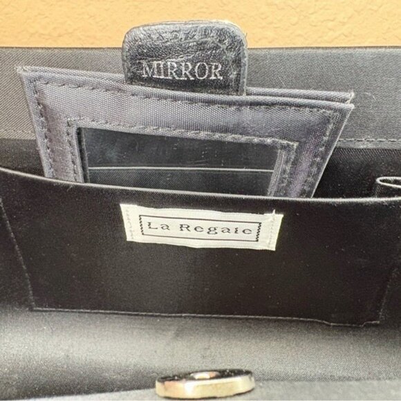 La Regale Black Evening Clutch Purse Hand Crossbody Shoulder Bag - Picture 9 of 9